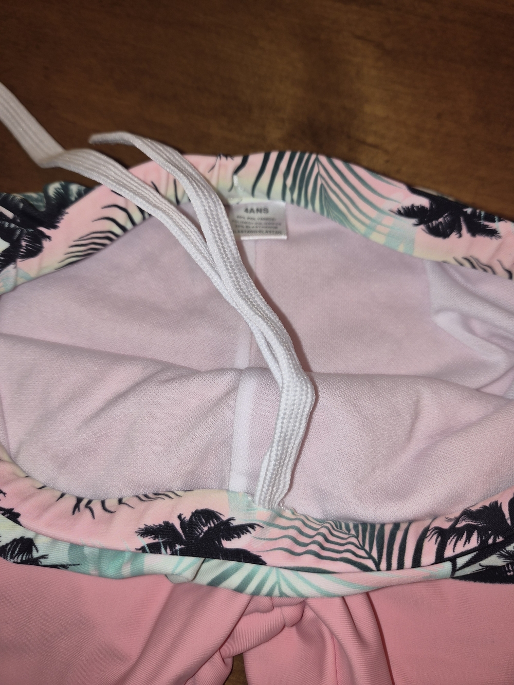 Girls' Coral Tropical Palm Long-Sleeve Rashguard 2 piece Swimsuit Set Sz 4/ 4T - Picture 4 of 11